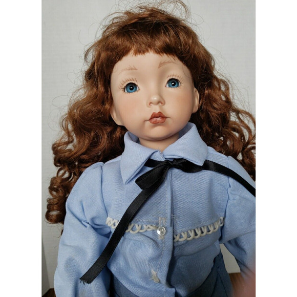Brown Haired 19 Inch Cowgirl Porcelain Doll From Vera's Doll Cupboard - Picture 2 of 8